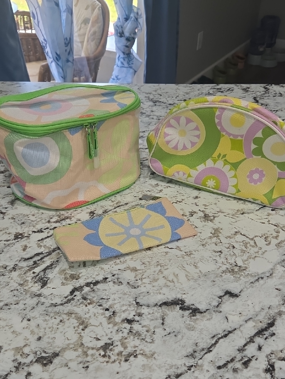 Clinique Floral Trio Cosmetic Bags in Green, Pink & Blue